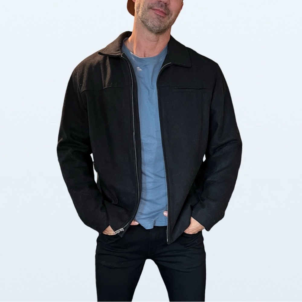 NWT Old Navy Wool Blend Zip Up Jacket in Black, Men’s XL